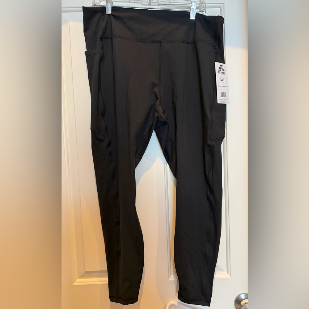 NEW w/Tags RBX Black 2X Rouched Waist Tech Pocket Active Legging